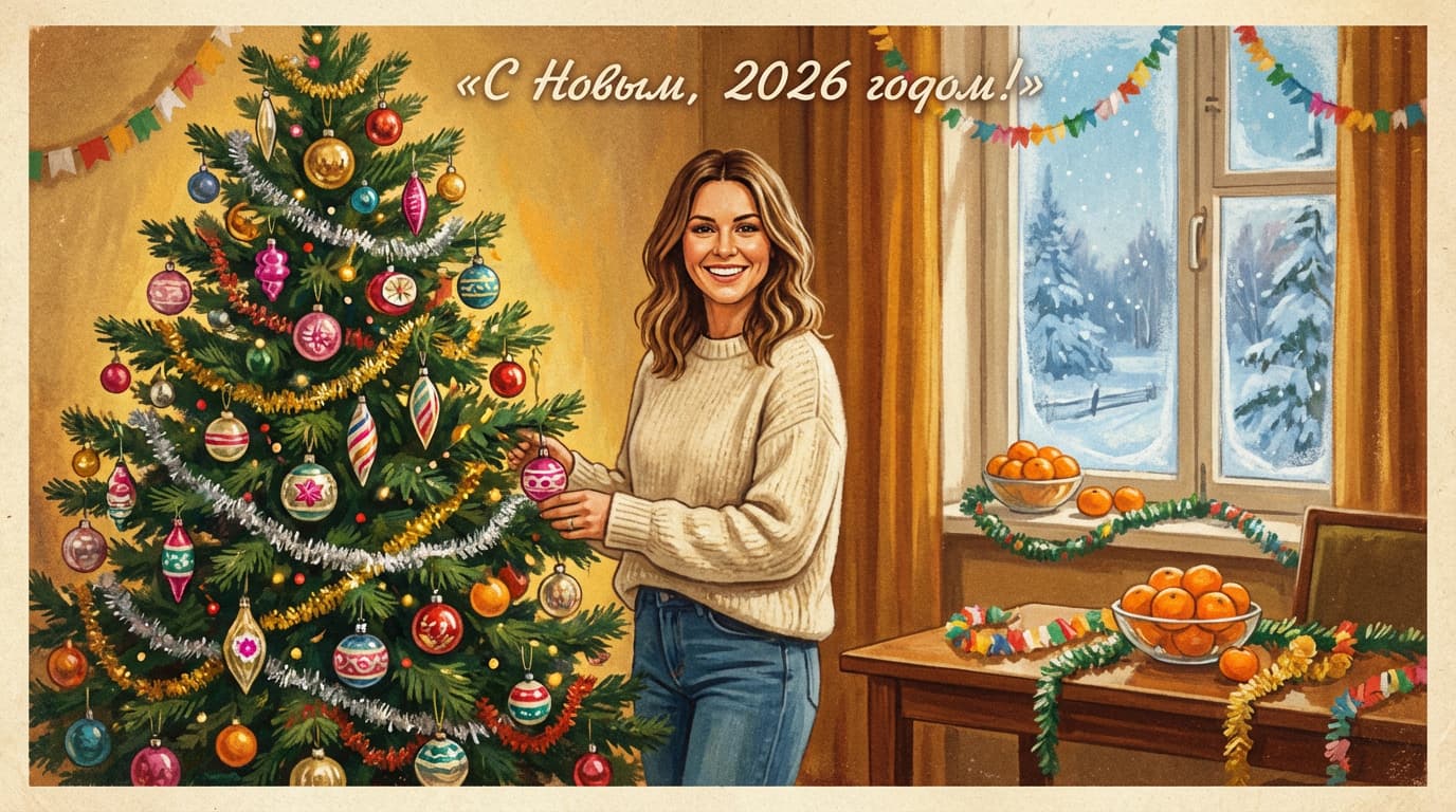 Как сделать новогоднюю открытку в стиле СССР с помощью нейросети: 30 готовых промптов