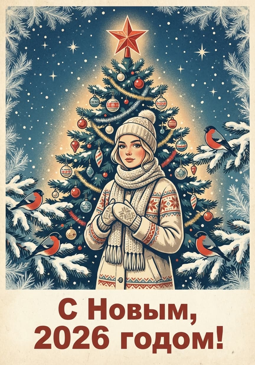 Как сделать новогоднюю открытку в стиле СССР с помощью нейросети: 30 готовых промптов