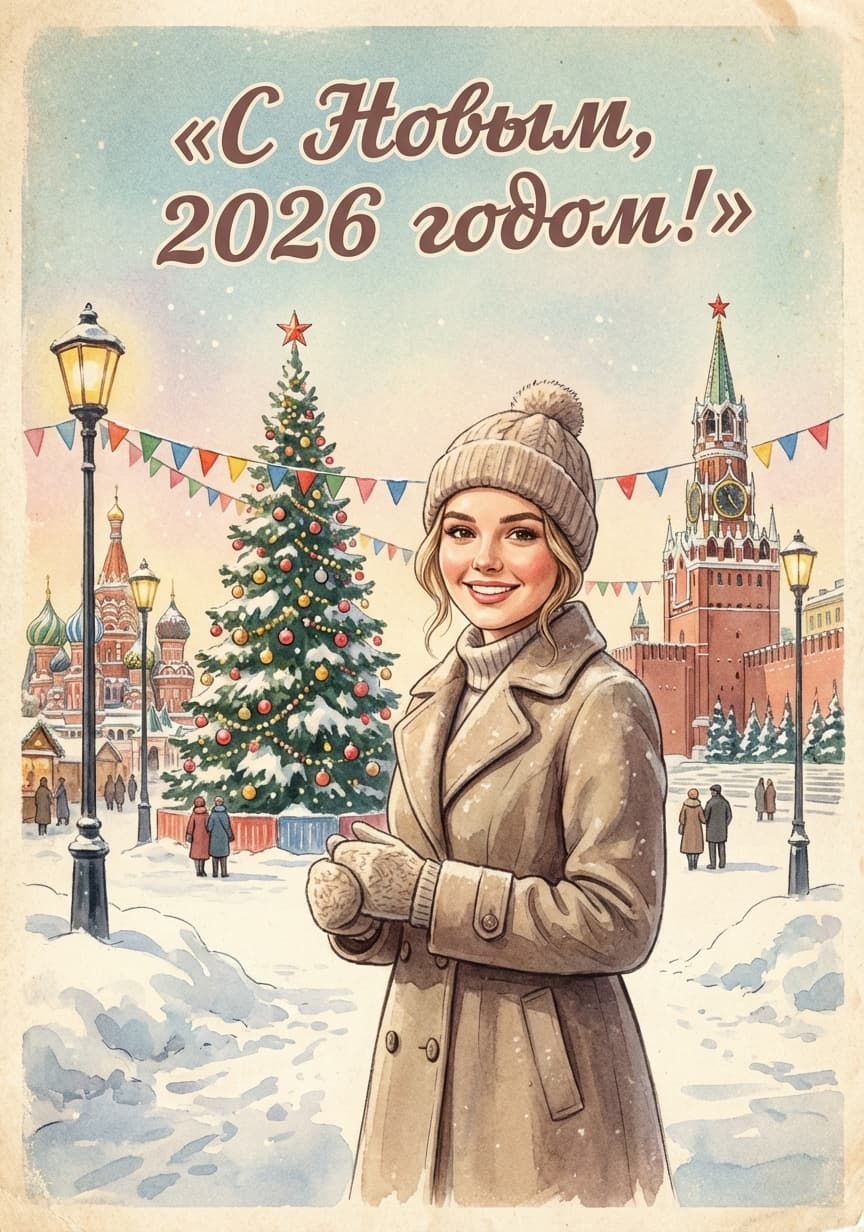 Как сделать новогоднюю открытку в стиле СССР с помощью нейросети: 30 готовых промптов