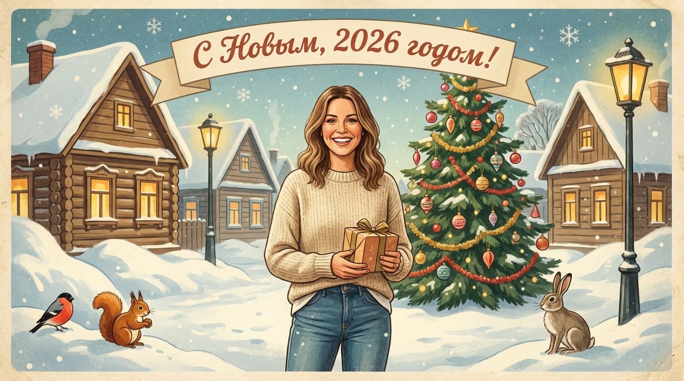 Как сделать новогоднюю открытку в стиле СССР с помощью нейросети: 30 готовых промптов