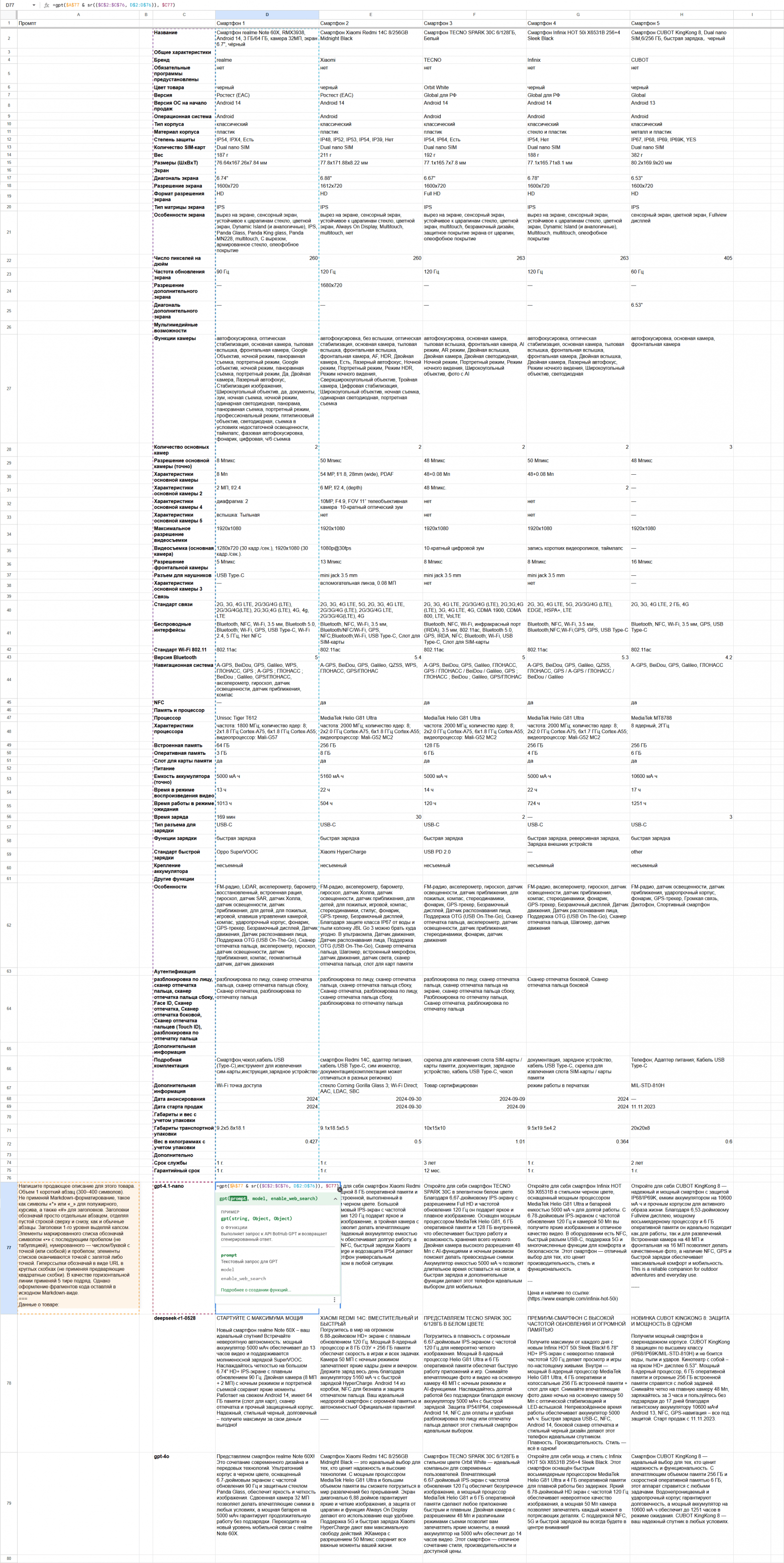 Скриншот всей таблицы